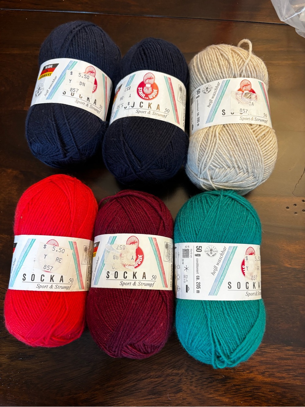 Socka 50 Sport & Strumpf Stahl sche Wolle Lot of 6 different colors